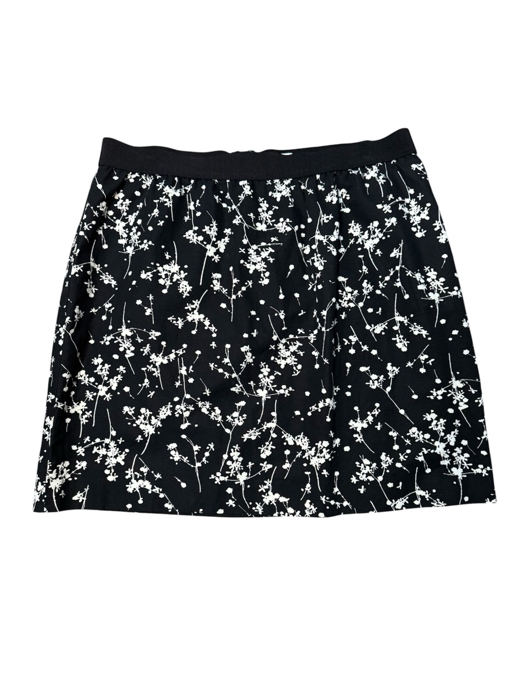 NEW Ann Taylor LOFT Black White Floral A-Line Skirt Linen Cotton Size 8